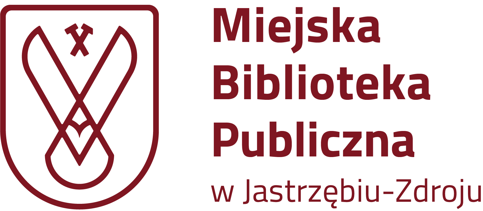 Czerwone logo Miejskiej Biblioteki Publicznej w Jastrzebiu-Zdroju